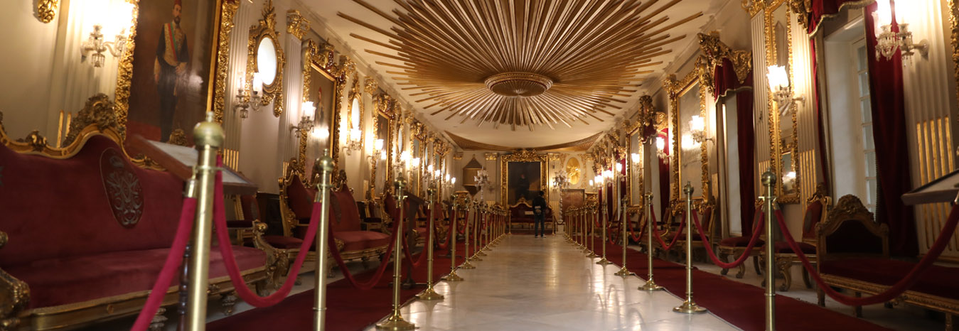 Elaborate golden decorations and historic interior of the Mohamed Ali Palace.