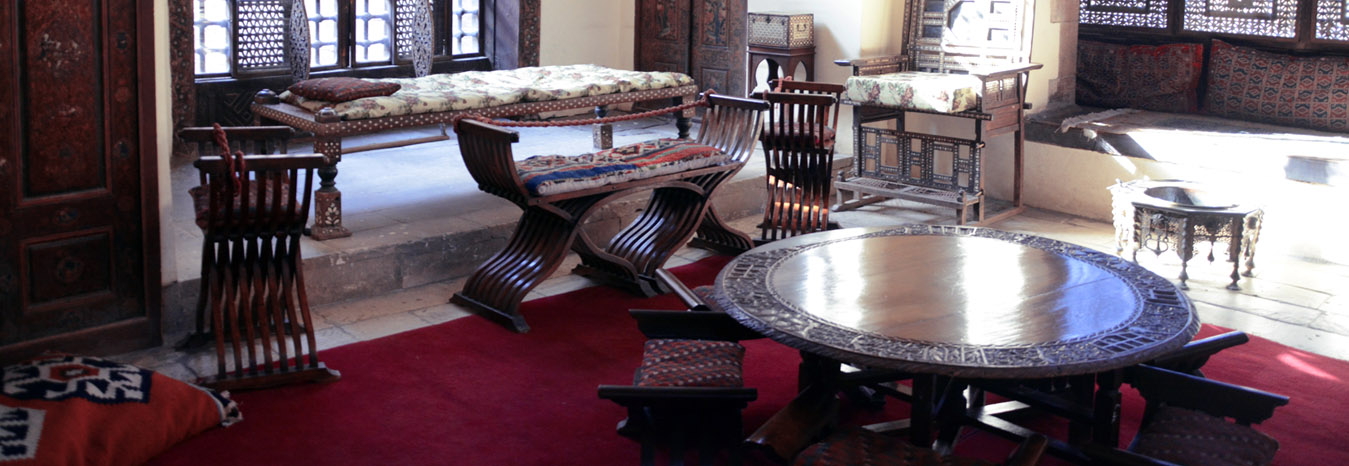 Historic Islamic architecture and peaceful courtyard of the Gayer-Anderson Museum in Cairo.