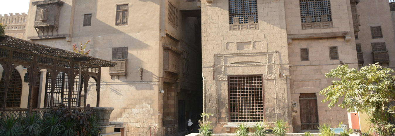 Traditional Islamic domestic architecture and courtyard of the Gayer-Anderson Museum, Cairo.