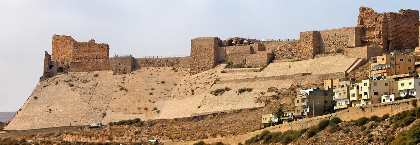 Ancient stone corridors and architectural details inside the Kerak Castle historical site.