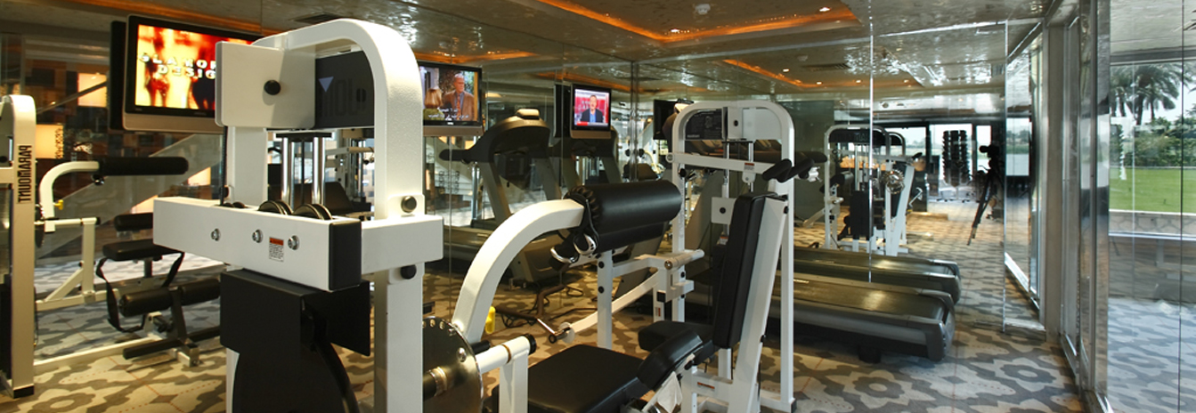 Modern fitness center on the Movenpick MS Darakum with cardio machines and Nile views.