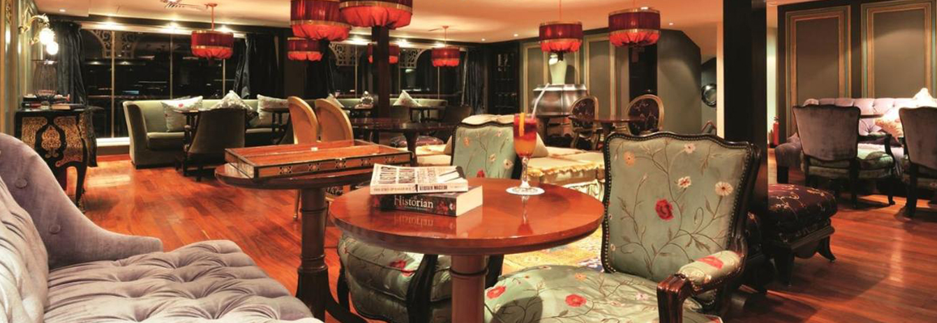 Historic interior of the Mövenpick SS Misr royal steamship sailing on the Nile.